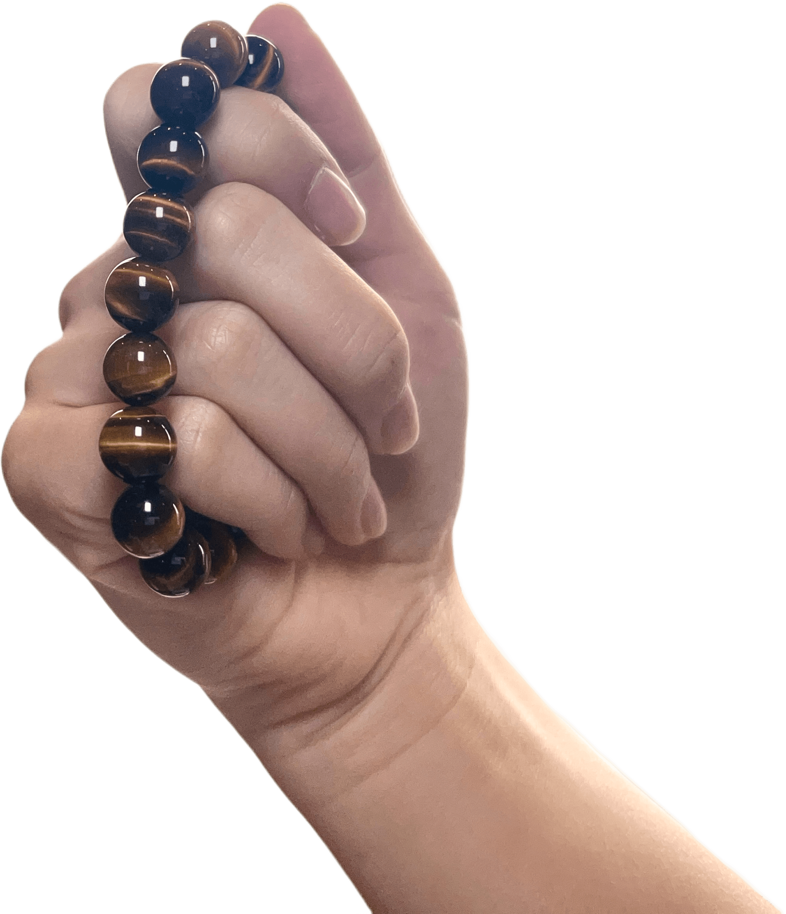 Tiger eye bracelet worn on wrist